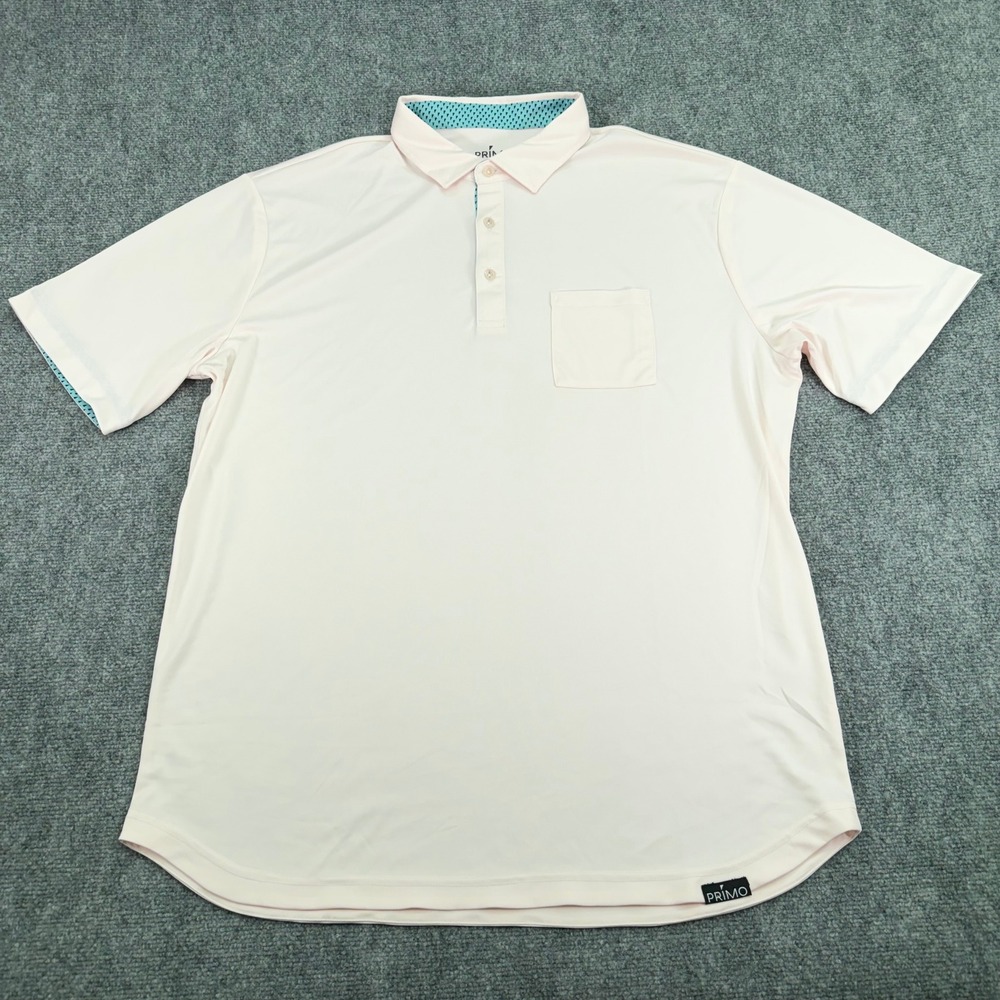 Primo Golf Polo Shirt Men 2XL Light Pink Pocket Short Sleeve Performance Stretch